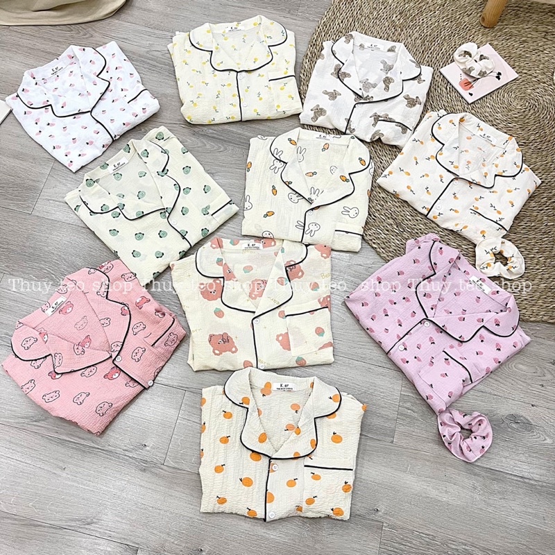 set bộ pịama cổ đức cộc tay phối quần sooc chất