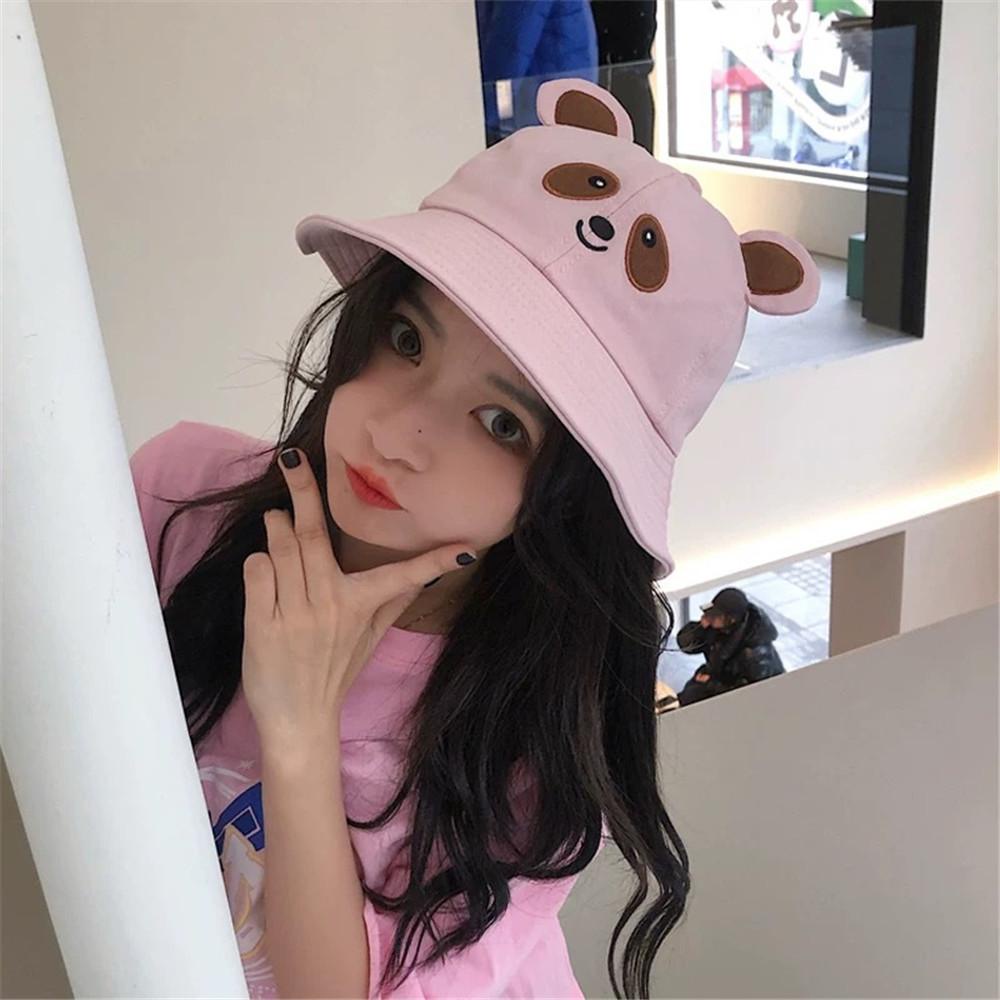 Nón Bucket Vải Cotton Họa Tiết Gấu Trúc Đáng Yêu Cho Nam Và Nữ