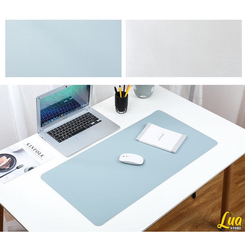 Lót da trải bàn làm việc chống nước 2 màu - Pad chuột lớn bằng da - Deskpad da trải bàn máy tính và laptop - Dễ lau chùi