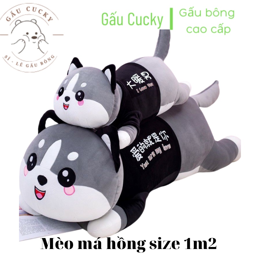 Gấu bông mèo Alsaka má hòng dễ thương Size 1m2 (cả đuôi) kèm ảnh thật