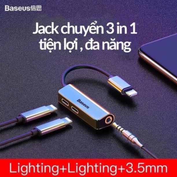 JACK CHUYỂN 3 in 1 VỪA SẠC VỪA NGHE CHÍNH HÃNG BASEUS kết nối cực nhanh CHÍNH HÃNG BH 1 NĂM
