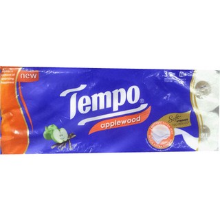 Lốc 10 cuộn Giấy vệ sinh cao cấp Tempo Applewood hương gỗ táo/ không mùi