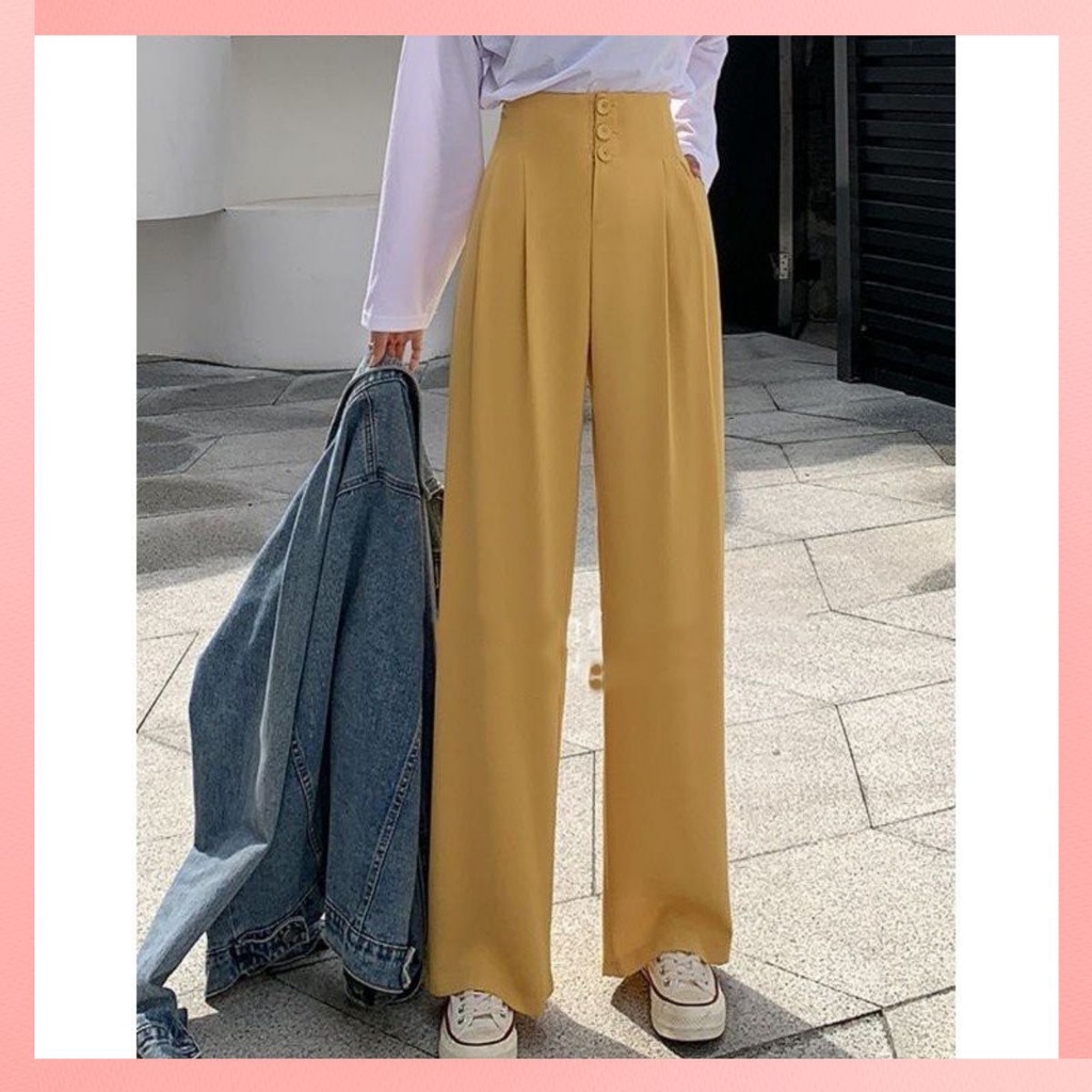 Quần Suông 3 Cúc Cạp Cao Gen Bụng Cạp Liền Cao Cấp Siêu Hack Chân Tôn Dáng