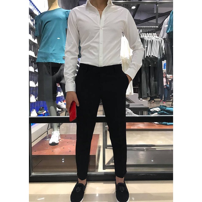 Quần Tây Đen Dáng Vừa Chất Vải Mềm Mịn Không Bai Gião Ít Bám Bụi Giữ Dáng Không Phai Màu