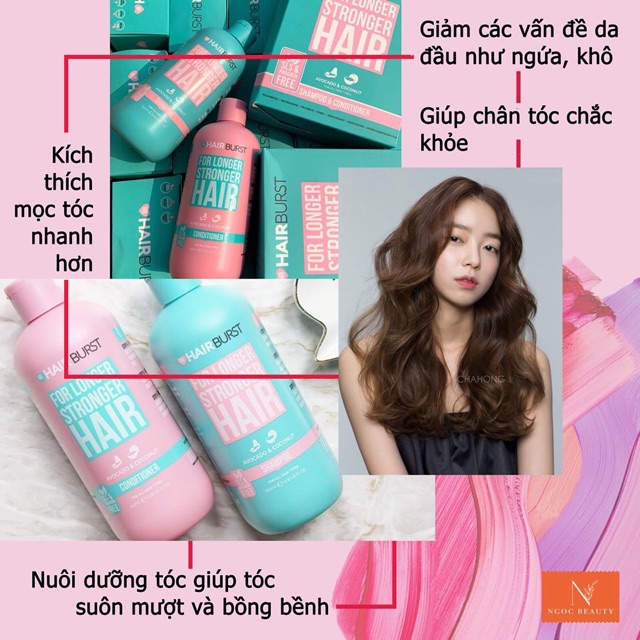 CẶP 2 CHAI DẦU GỘI - XẢ HAIR BURST XANH - HỒNG