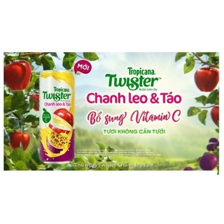 Nước trái cây Twister Chanh leo &amp; Táo lon vỉ 6 lon