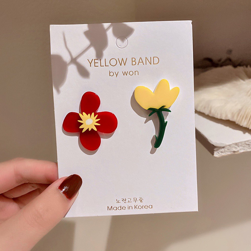 Khuyên tai acrylic họa tiết hình học hoa nhiều màu thời trang cho nữ