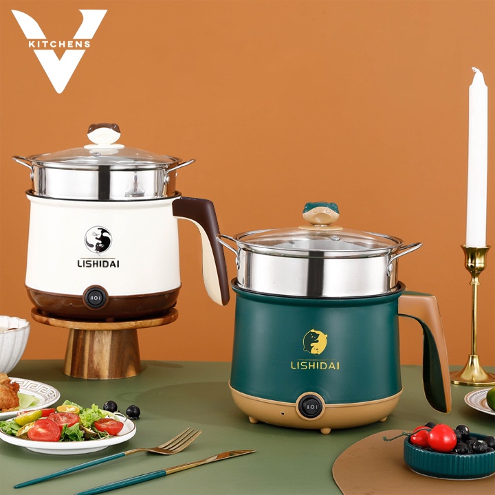 Nồi Lẩu Mini 2 Tầng Đa Năng Tặng Kèm Khay Hấp ( Chiên, Xào, Nấu ăn, nấu cơm, nấu lẩu mini ) cho 1-2 người