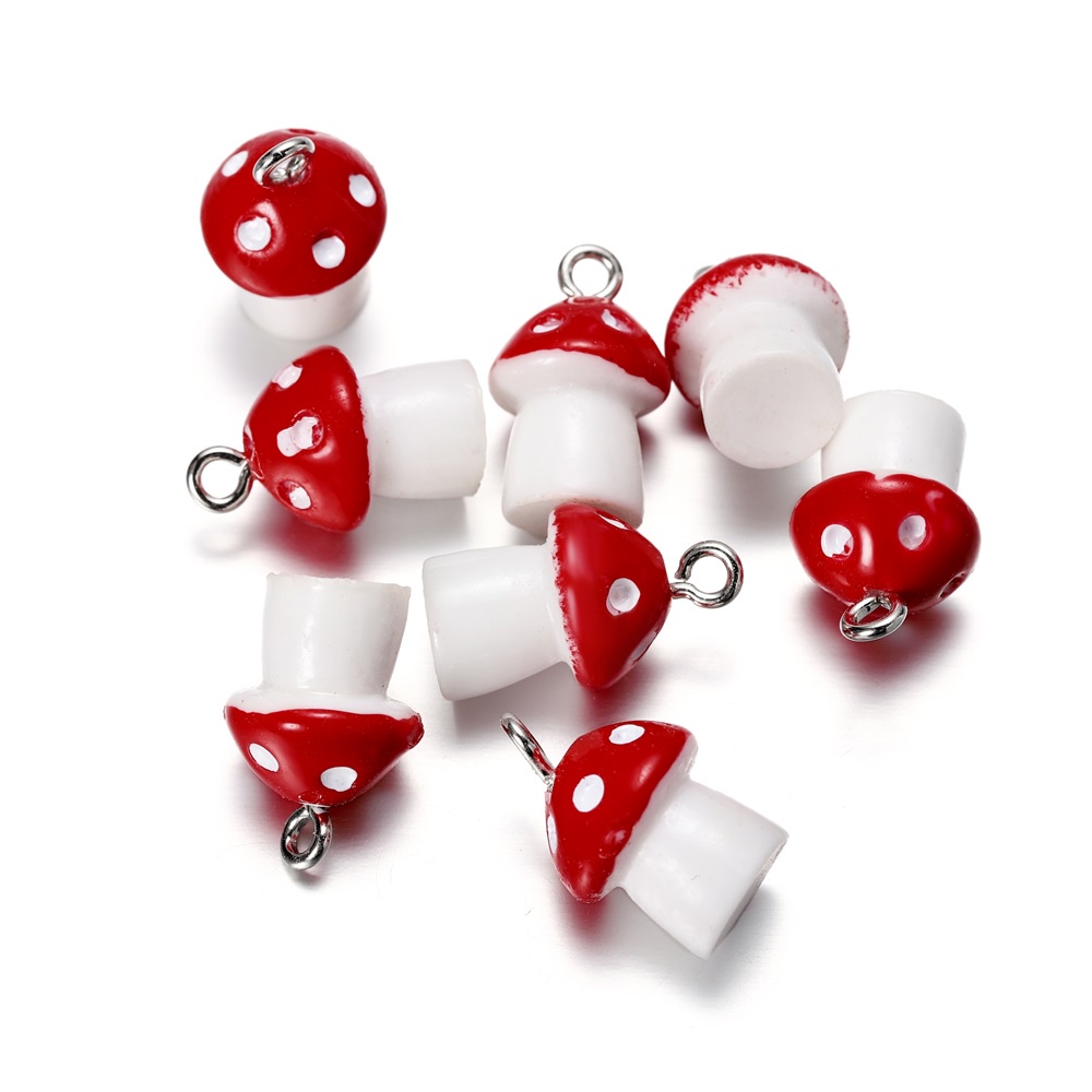 Set 10 Hạt Nhựa Hình Nấm Nhiều Màu Sắc Kích Thước 11 * 18mm