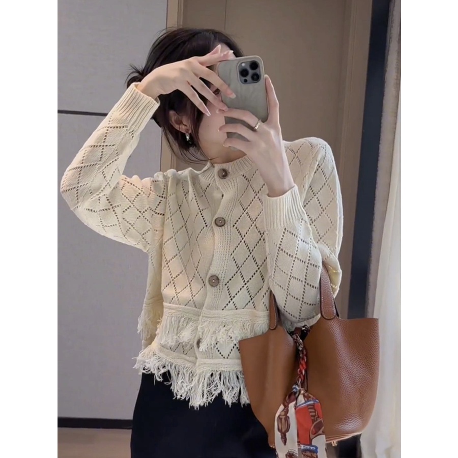 Áo khoác cardigan len nữ croptop tua rua hot girl tiktok douyin Quảng châu cao cấp phong cách Hàn quốc Kozoda AC71