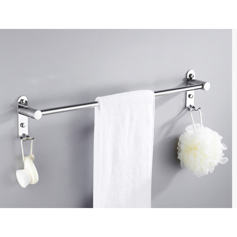 Thanh Inox 304 treo khăn phòng tắm tặng kèm 4 miếng dính tường + bộ vít nở khoan tường - TT50cm