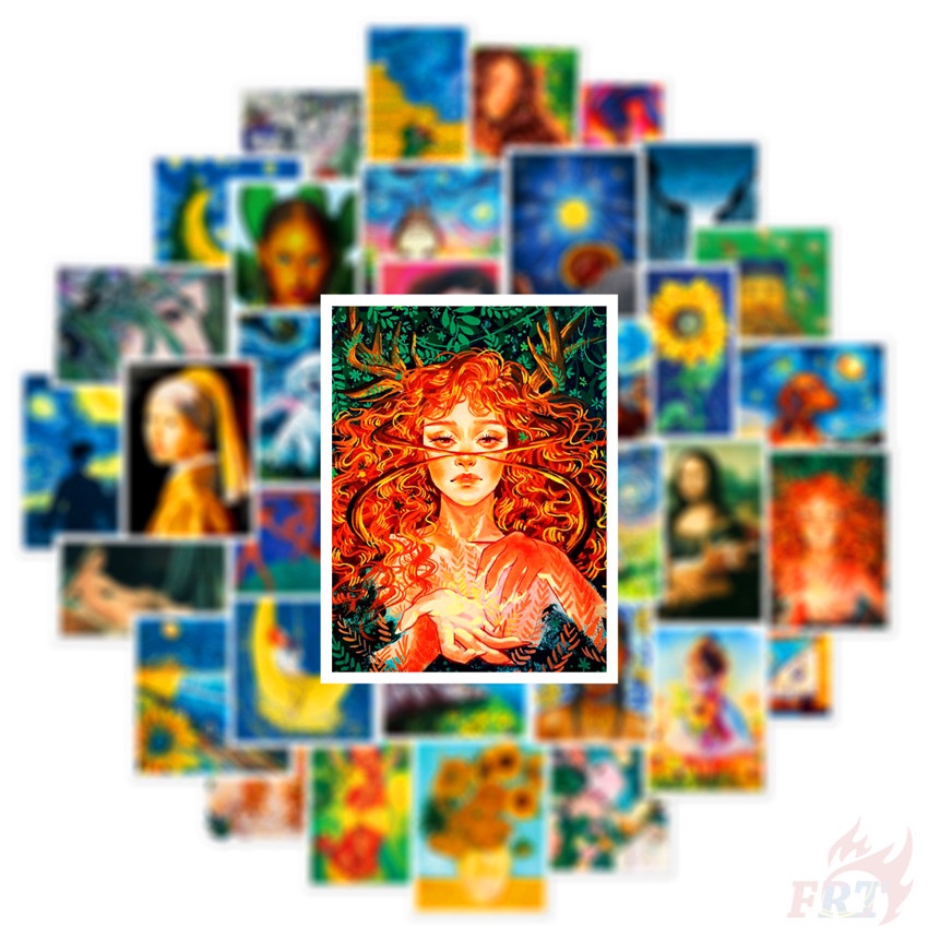 ❉ KUSO Funny Famous Oil Painting Series 01 Funny Art Gallery Stickers ❉ 50Pcs/Set DIY Fashion Luggage Laptop Skateboard Doodle Stickers