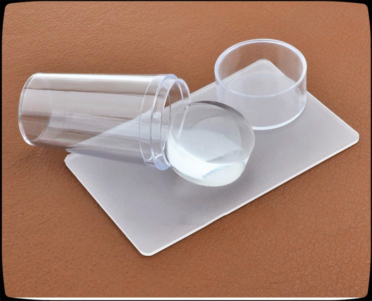 [Hàng mới về] Con dấu và miếng cạo dập móng nghệ thuật 2.8cm bằng silicon thạch trong suốt có nắp SUAKE