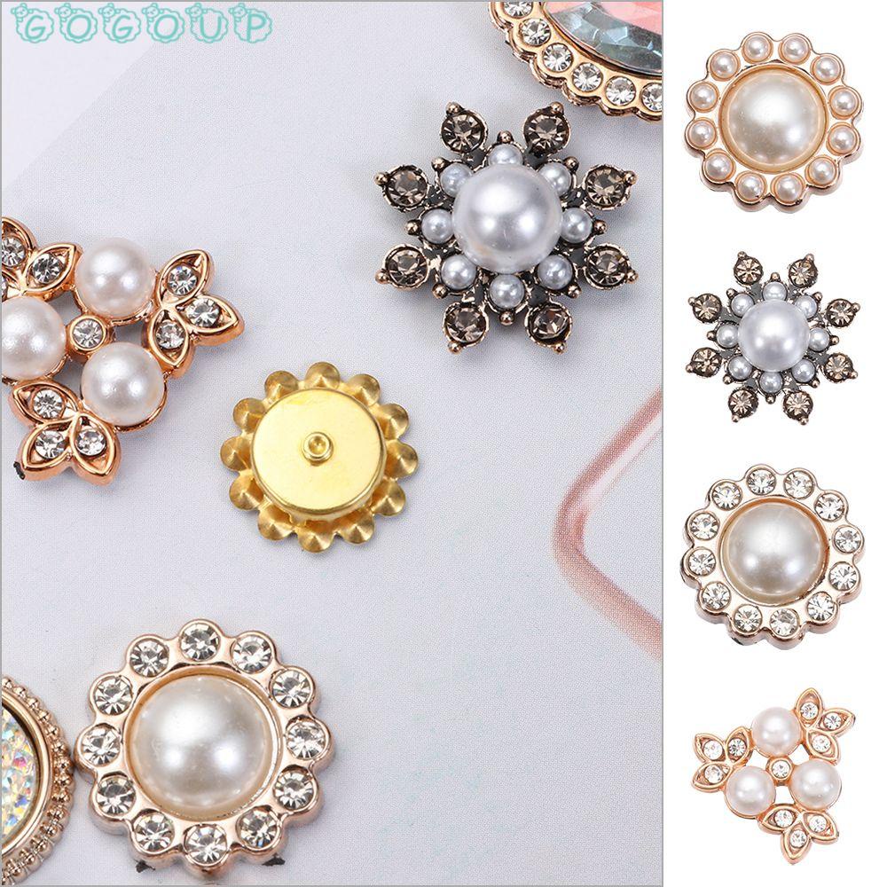 Set 10 Kẹp Tóc Hình Hoa Đính Ngọc Trai Nhân Tạo|Nút Trang Trí Mũ Thủ Công Lấp Lánh|Phụ Kiện Tóc
