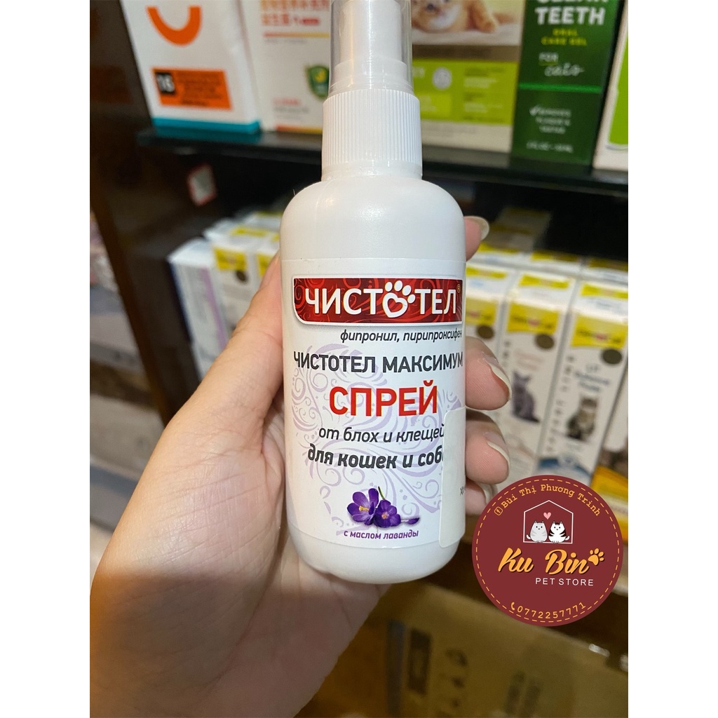 Xịt ve rận cho chó mèo CHISTOTEL nhập Nga 100ml