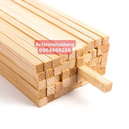 Thanh gỗ thông vuông 2cm x 2cm làm đồ nội thất, trang trí, được bào láng nhiều kích thước dài khác nhau