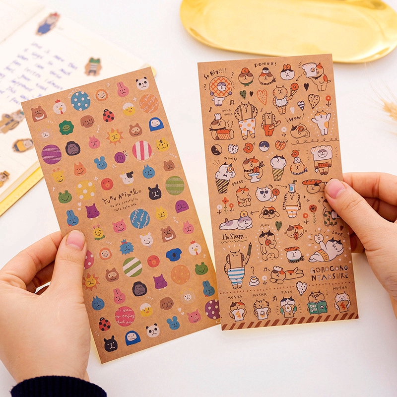 Sticker hoạ tiết hình mèo phong cách Nhật Bản cho trang trí thủ công dễ thương