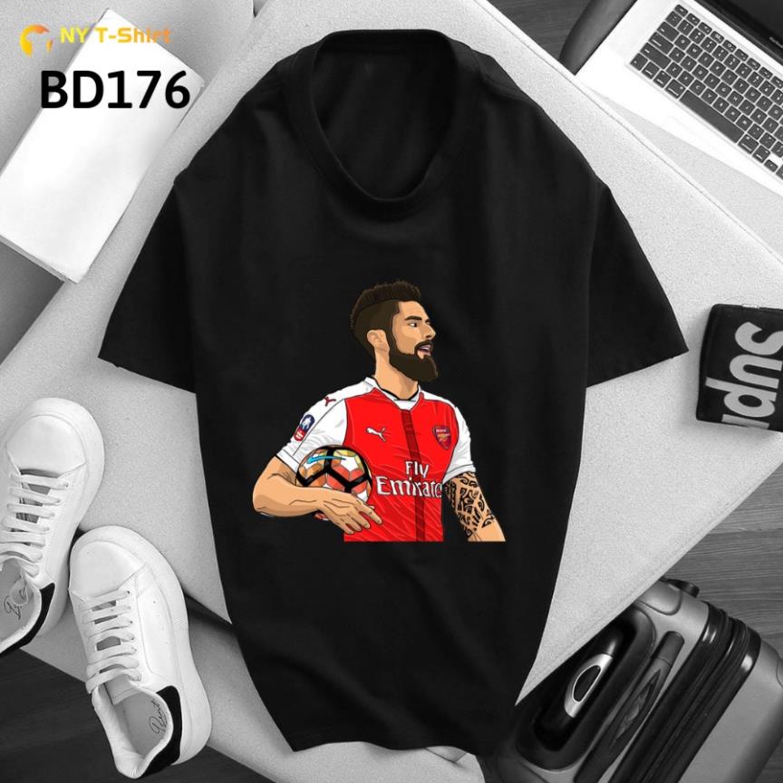 [Freeship] Áo Thun Hình Olivier Giroud Mã BD174 - 177 - Áo Màu Đen Tay Ngắn,Unisex In Hình Cầu Thủ B