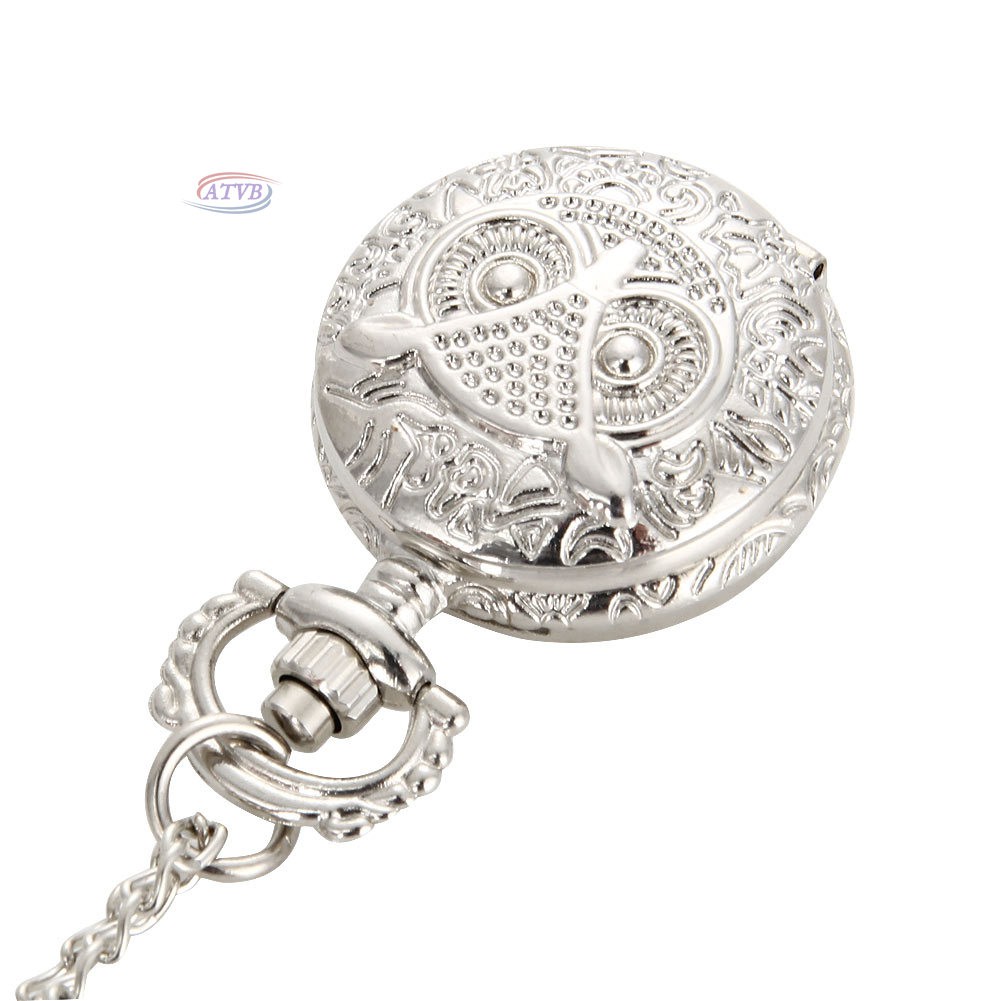 AB Fashion Men Women Vintage Quartz Pocket Watch Unisex Sweater Chain Watches Necklace Owl Pendant C