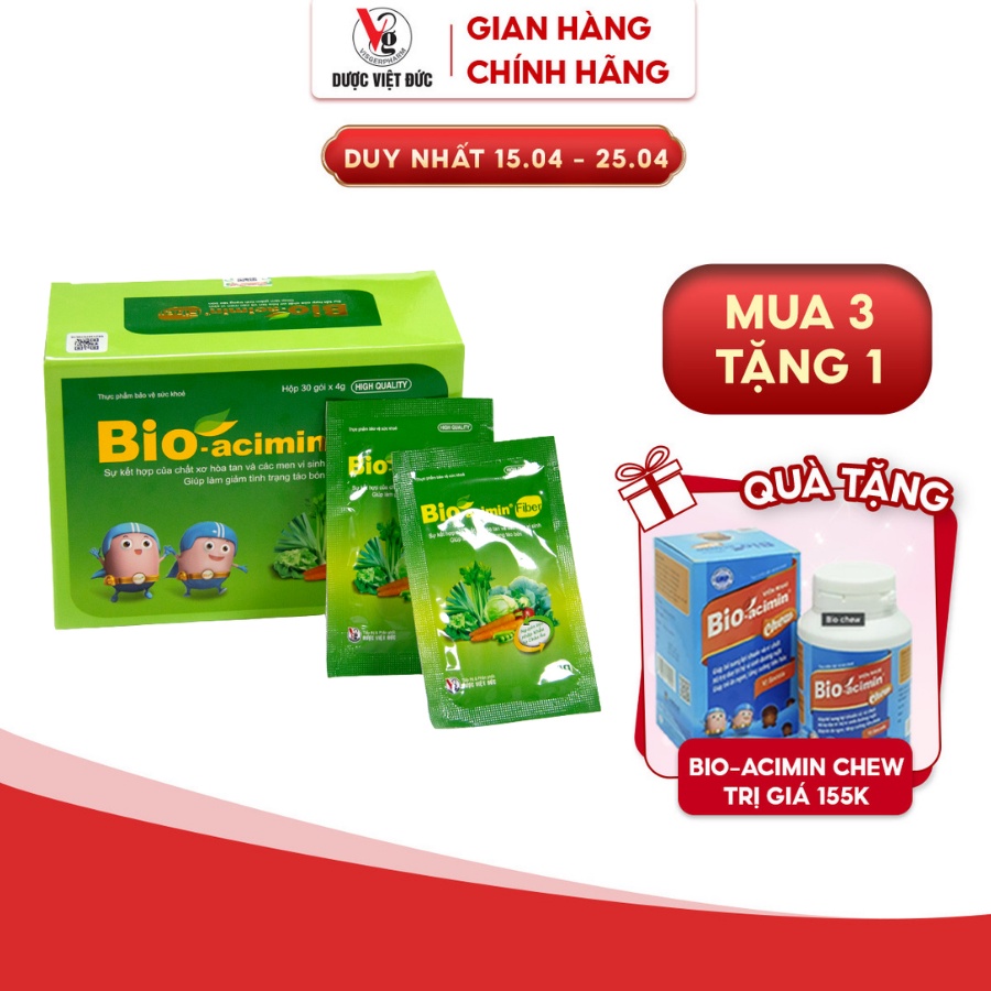 Cốm vi sinh Bio acimin Fiber bổ sung chất xơ tự nhiên cải thiện tình trạng táo bón hộp 30 gói