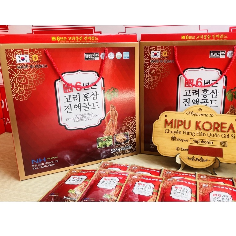 (Date 6/2025) Nước Hồng Sâm Hàn Quốc NongHyup hộp 30 gói x 70ml