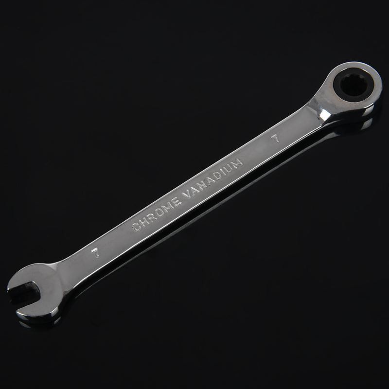 Steel Fixed Head Ratcheting Ratchet Spanner Gear Wrench Open End & Ring Size, 7mm