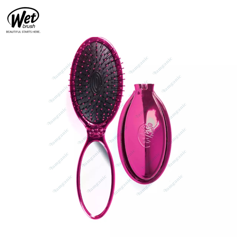 Lược gỡ rối WET BRUSH Mini Pop and Go chính hãng có gương tiện dụng, vào nếp nhanh chóng