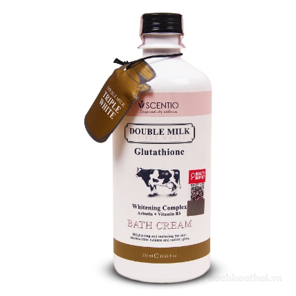 Scentio Double Milk Triple White Bath Cream Sữa tắm bò giữ ẩm trắŉg da