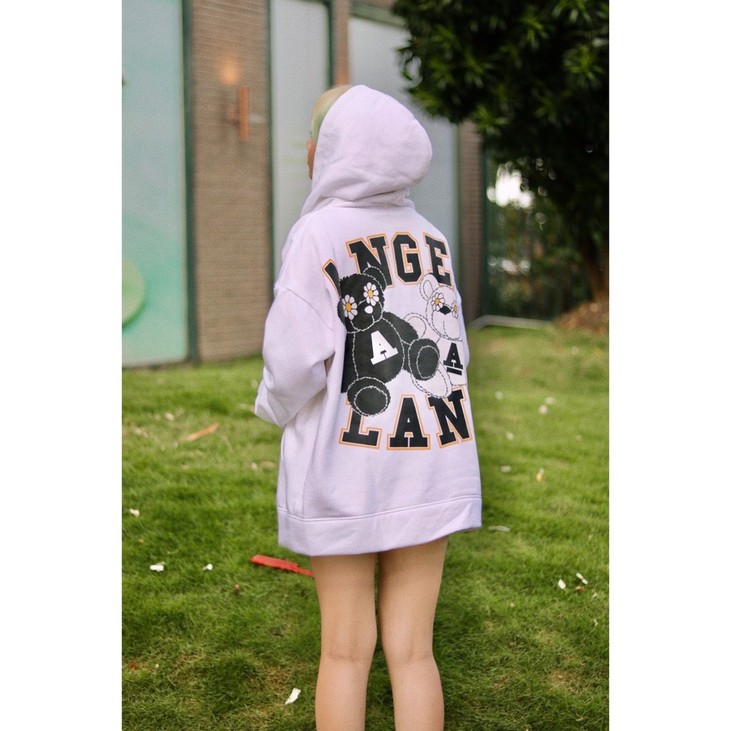 ÁO HOODIE KHÓA KÉO ANGEL-LAND SUNDAY TEDDY MÀU TRẮNG