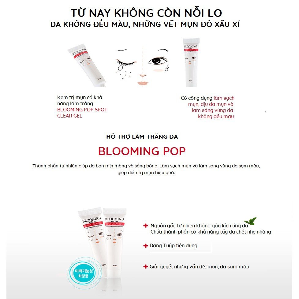 Gel Mụn, Giảm Thâm Blooming Pop Spot Clear Gel 15ml