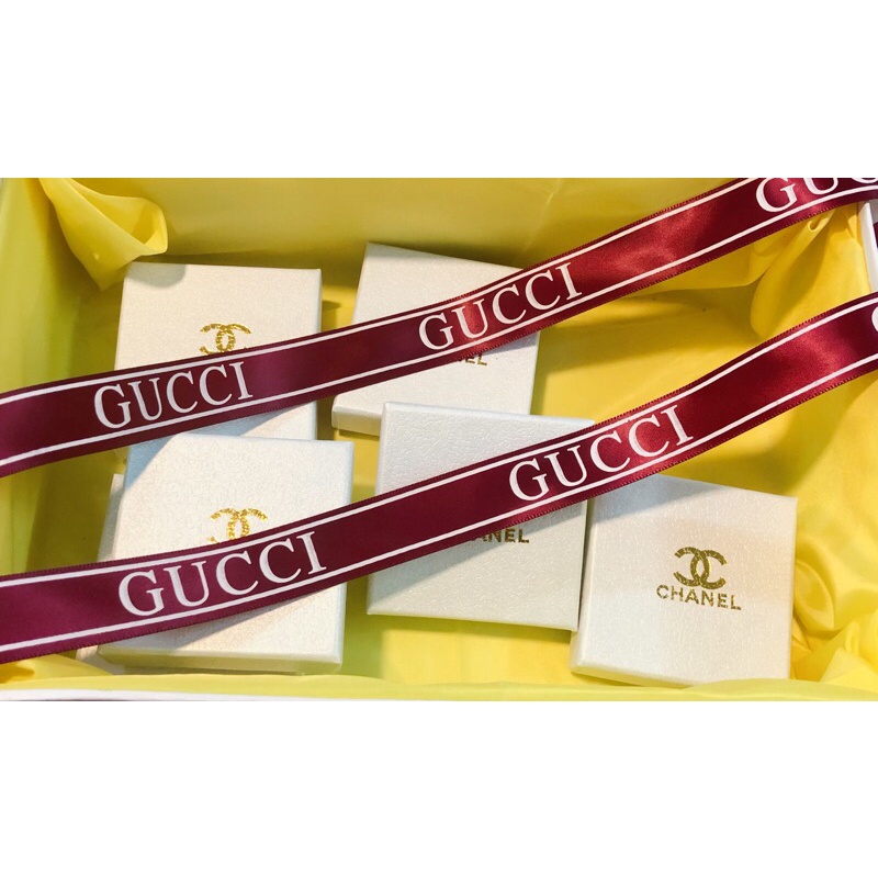 Ruy băng / Ribbon thương hiệu chữ Gu.cci gói quà, phụ kiện, túi xách, làm dây chun tóc bản 25mm 🍓
