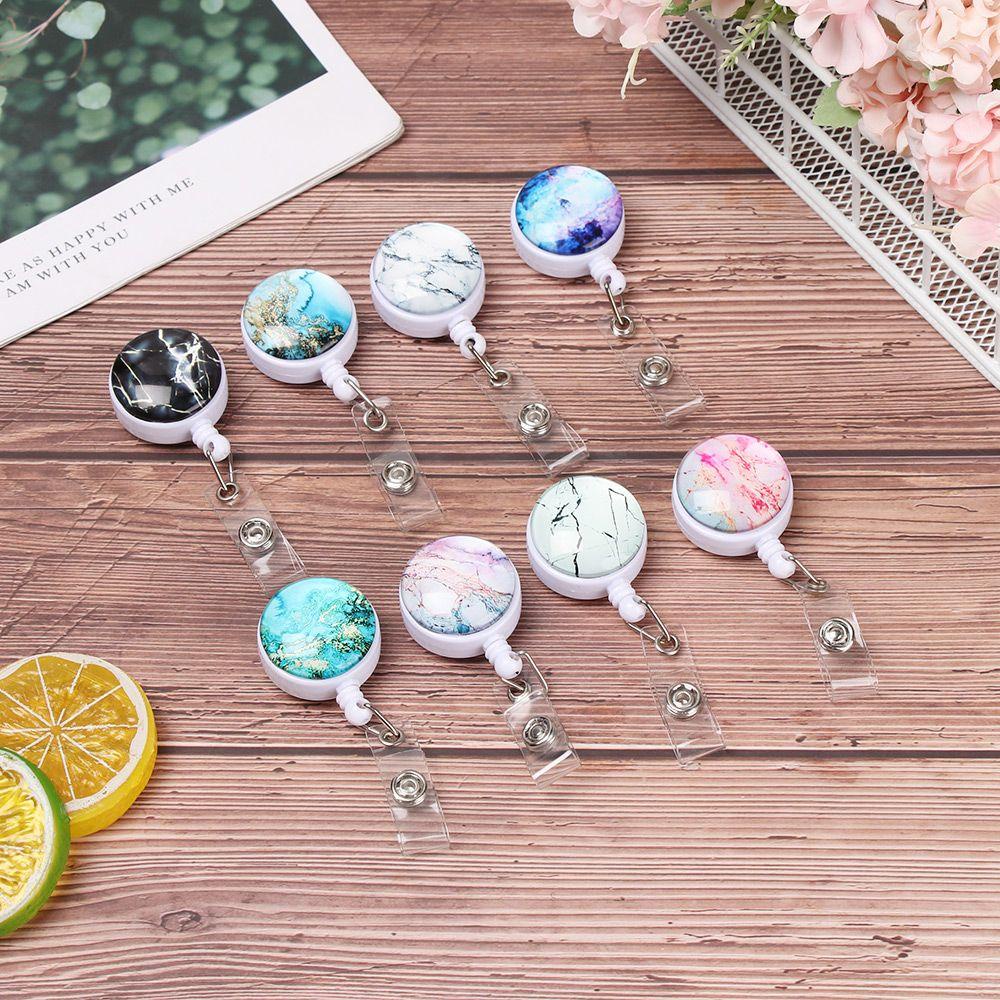 LEISURE 1 Kẹp Giữ Thẻ ID / Thẻ ID Chống Thất Lạc Họa Tiết Vân Đá Cẩm Thạch Chất Lượng Cao