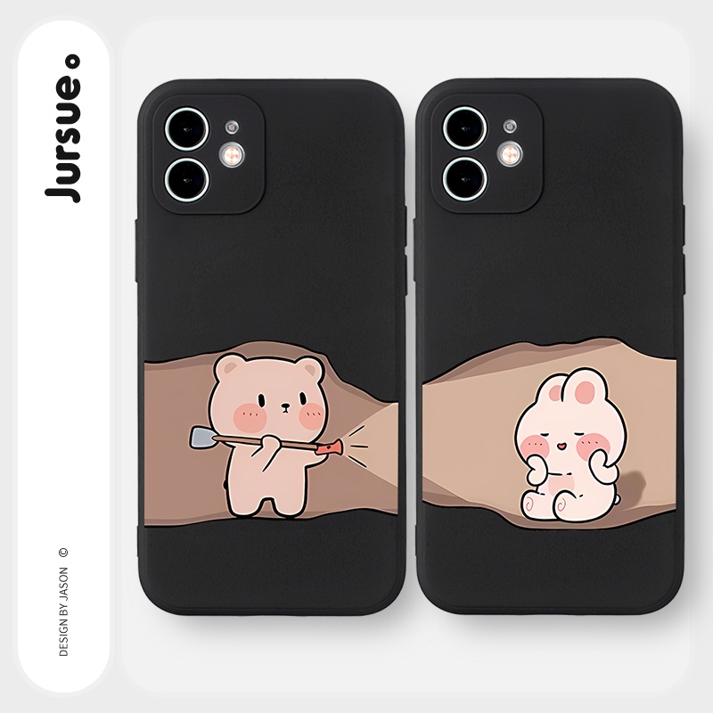 Ốp lưng JURSUE hoạt hình cặp đôi dễ thương đẹp cho iPhone 13 12 11 Pro Max SE 2020 X XR XS 8 7 ip 6S 6 Plus Y2066