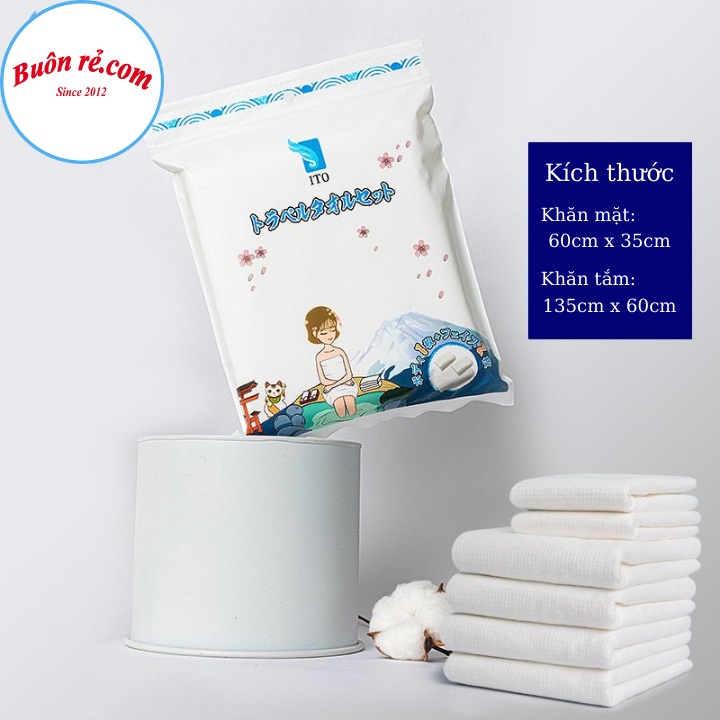 Set 3 Khăn Tắm, Khăn Mặt KHÔ Du Lịch Nhỏ Gọn - Túi khăn tắm, khăn mặt khô dùng một lần tiện lợi Br 01615