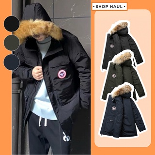 Áo khoác nam mùa đông kaki lót lông có mũ,  áo đại hàn Parka. hàn quốc dáng dài fom rộng cao cấp Shop Haul - AP-B01