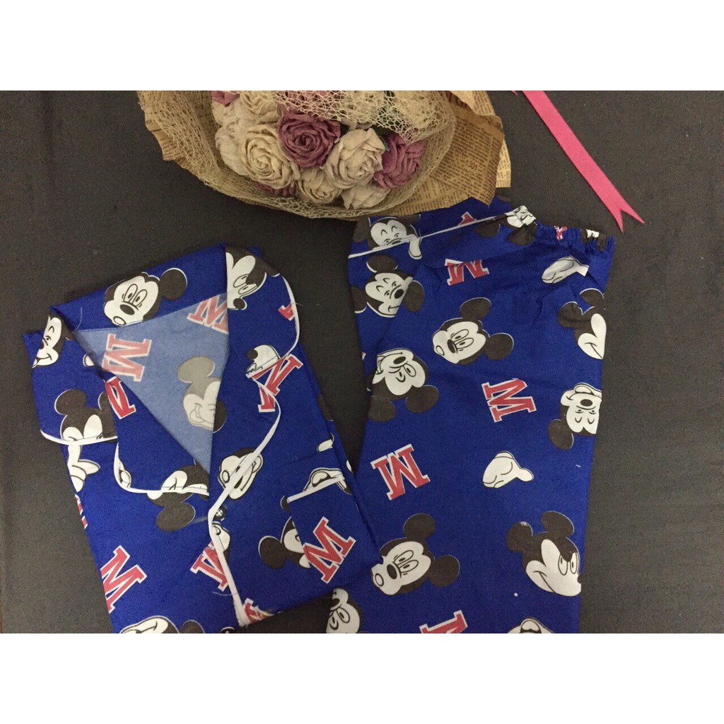 Bộ pijama mặc nhà chất kate thái không viền form dưới 60kg (cộc dài)