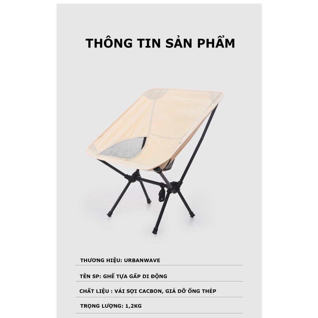 Ghế gấp gọn dã ngoại URBANWAVE chính hãng dễ dàng mang lên ô tô đi cắm trại camping picnic
