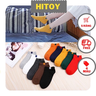 Tất unisex cổ thấp vạch trơn màu dễ thương