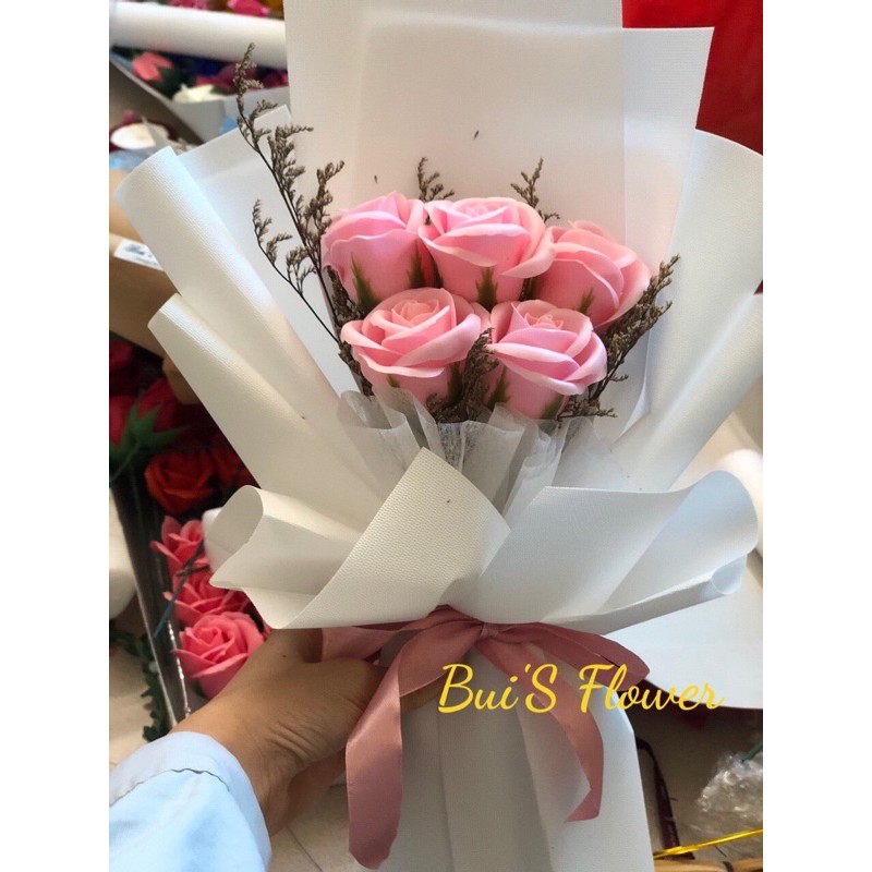 Bó hoa sáp 5 bông kiểu Hàn Quốc - Tặng Thiệp