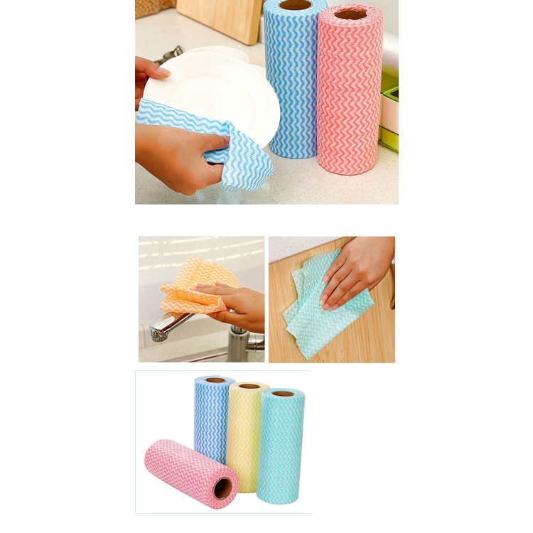 Cuộn Giấy Lau Đa Năng, Khăn Lau Bếp Vải Không Dệt (50 khăn)