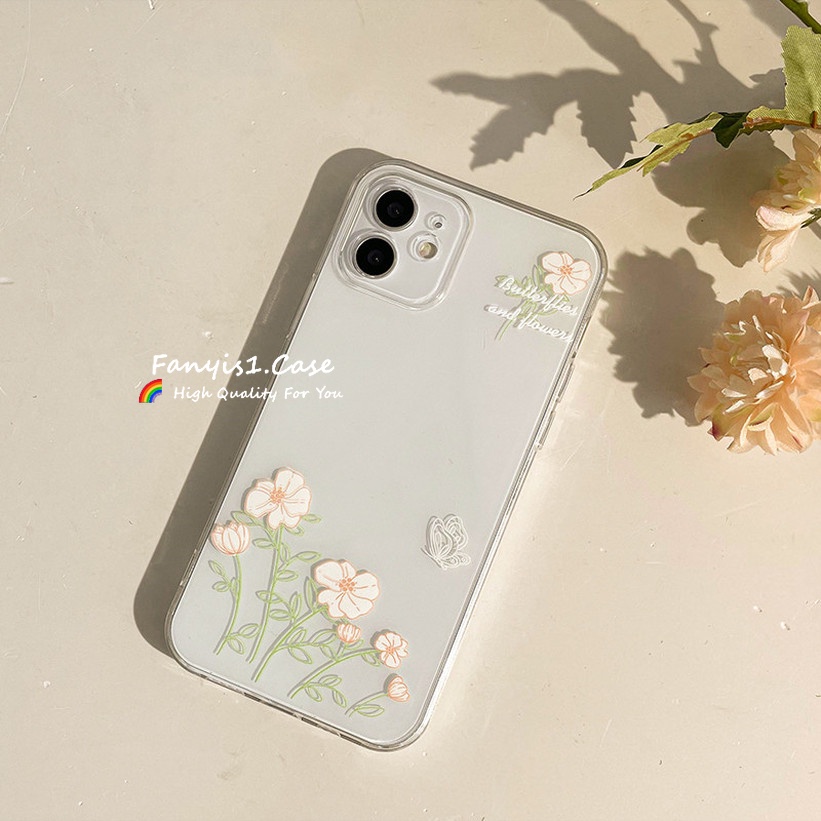 Ốp Điện Thoại Dẻo Trong Suốt Họa Tiết Hoa Xinh Xắn Cho iPhone 14 13 12 11 Pro Max X XR Xs Max 7 8 6 6S Plus SE