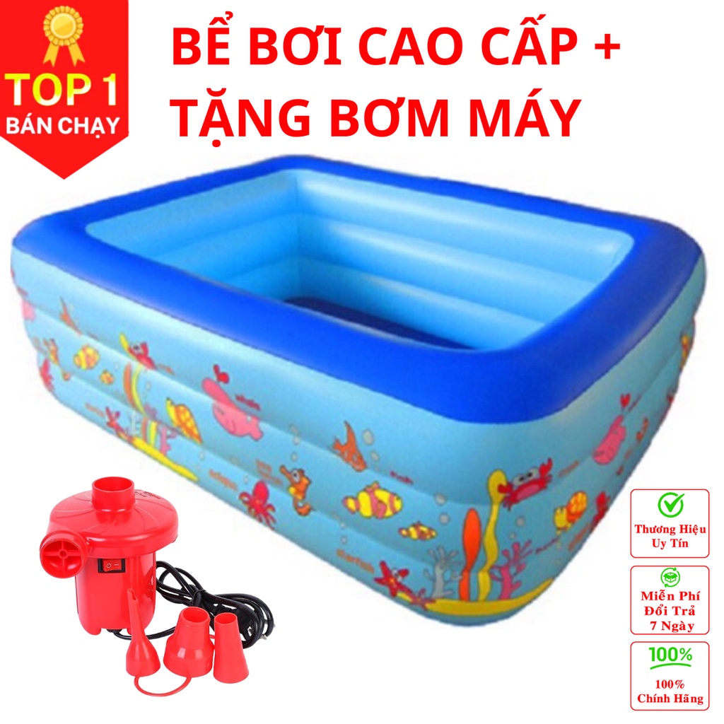 [Loại tốt - Hàng Cao cấp] Bể bơi cho bé cao cấp hình chữ nhật đủ kích cỡ 2-3 tầng đáy 2 lớp chống trượt bền đẹp dododios