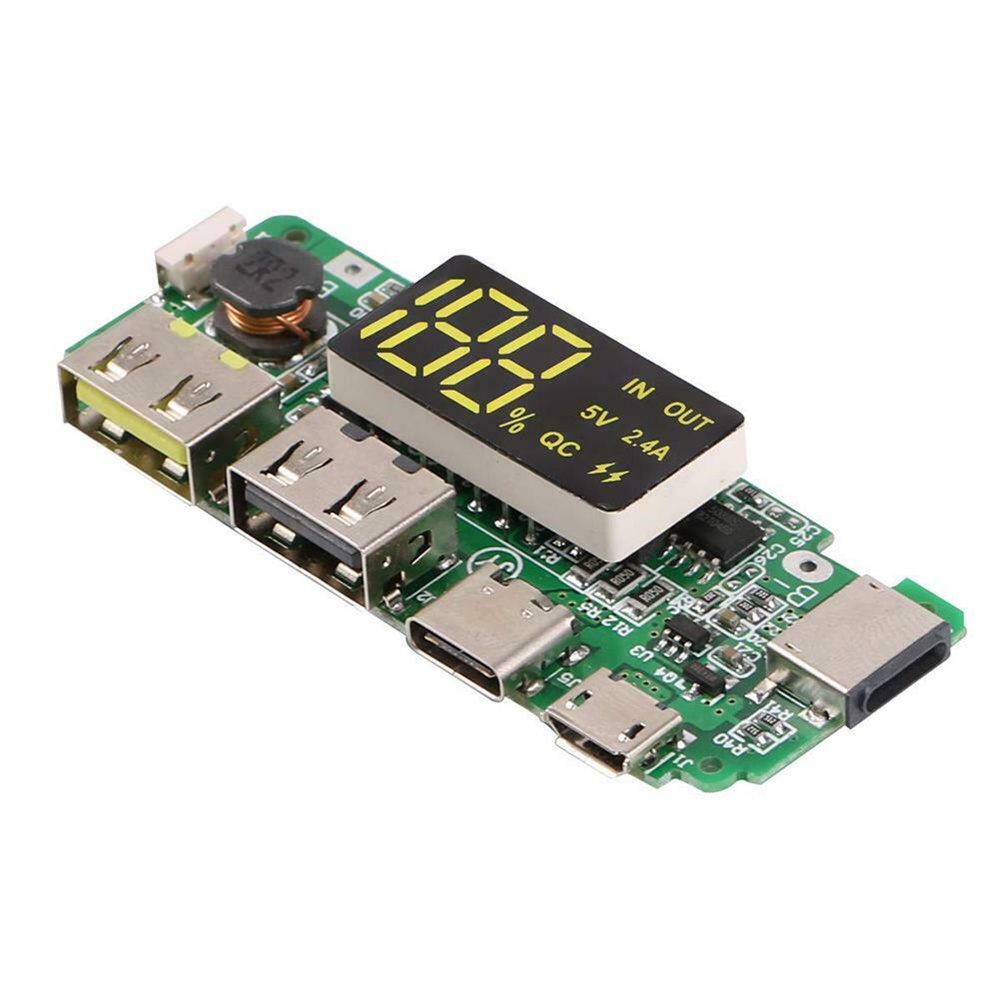 Bảng Mạch Sạc Pin Lithium 5v 2.4a 18650 Hai Cổng Usb Có Màn Hình Led Kỹ Thuật Số Cho Điện Thoại Di Động