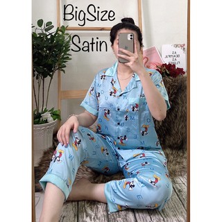 ( BigSize Satin ) Đồ Bộ Pijama BigSize Satin Phối TNQD.