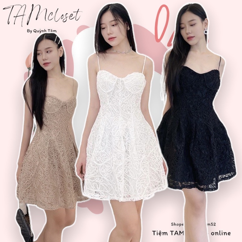 Đầm xoè 2 dây ren TK1121 ( Hoả tốc HCM-hình thật 100% )