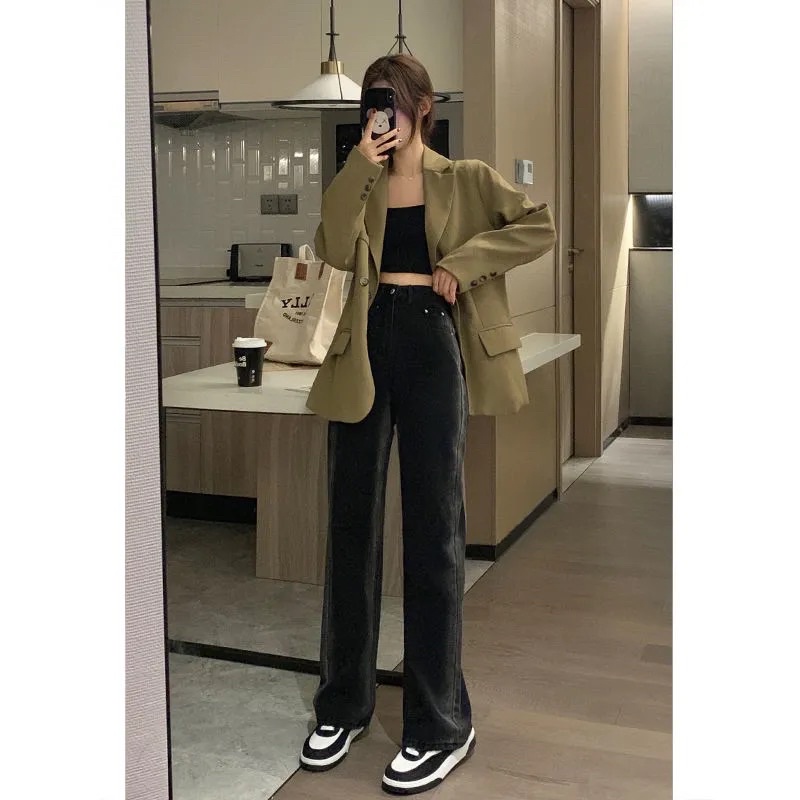 Quần Jeans Nam Nữ Light Sọc Màu Đen Ống Suông Phong Cách Ulzzang Ngầu Chất Cá Tính Năng Động Cạp Cao Có Túi Loại 1