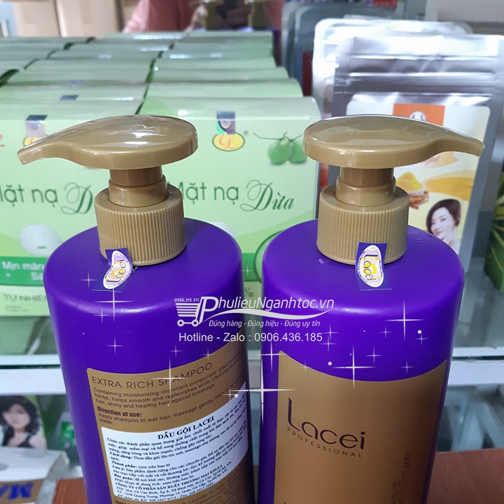 Combo dầu gội xả LACEI tím 800ml dành cho tóc hư tổn