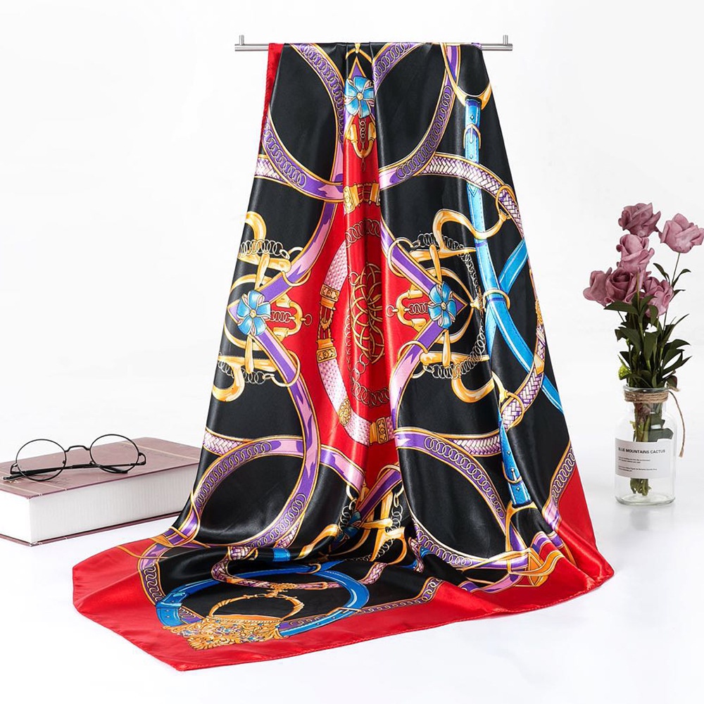 Khăn Choàng Lụa Satin Hình Vuông 90cm(35.4inch) Thoáng Khí Thời Trang WJ1001-15