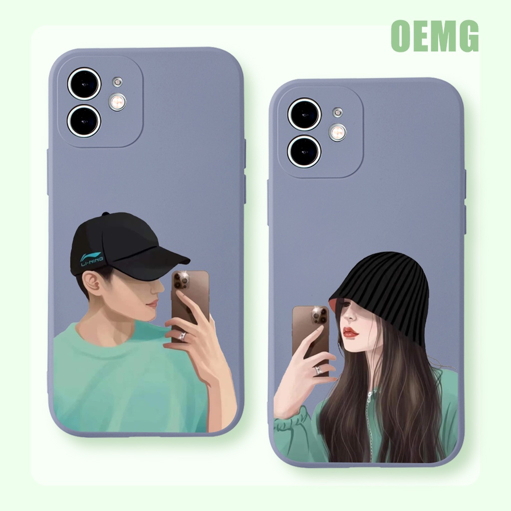 Ốp Điện Thoại Silicon Mềm Chống Sốc Hình cặp đôi dễ thương Thời Trang Cho for iPhone 13 12 11 Pro Max X XR XS 8 7 6S Plus SE 2020 ZJ594 Gray