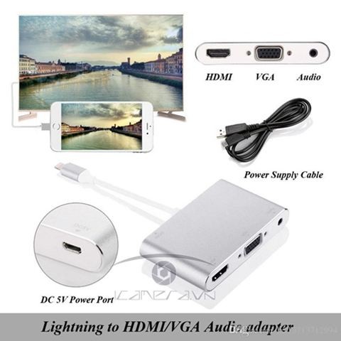 Cáp Lightning to HDMI + VGA cho iPhone / iPad